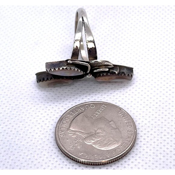 Native American Statement Signed LW Silver Mother Of Pearl Shell Ring Sz 5.5 VTG - Picture 16 of 16